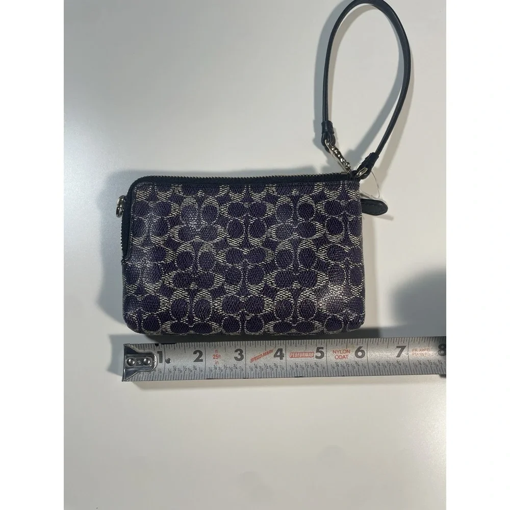 Coach Small Leather Wristlet Purse Cobalt Blue/ ‎ Navy